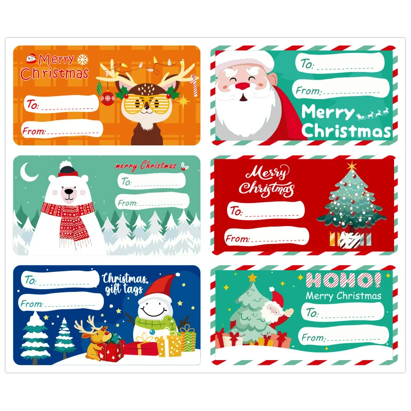 1 Set 2025  Merry Christmas New Year Thank You Stickers Adhesive Label Seal Paper Name Tags Xmas Decoration Stationery Supply