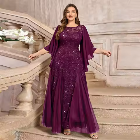 Customized Mother Of The Bride Dress Lace Sequin V Neck Elegant Formal Evening Party Mother Dress Wedding Prom Cocktail Dress