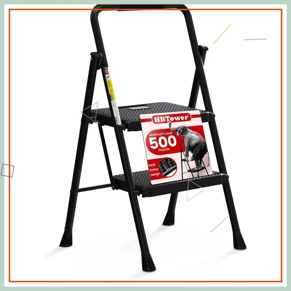 

Складная стремянка с широкой противоскользящей платформой, прочная стальная лестница, поручень, легкая и портативная, для домашнего использования