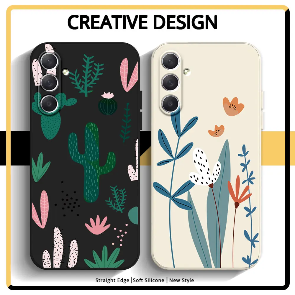 Phone Case For Samsung Galaxy M54 M52 M53 M33 M32 M14 M13 F54 5G M22 M12 F12 Soft Silicone Shockproof Back Cover Plant Cactus