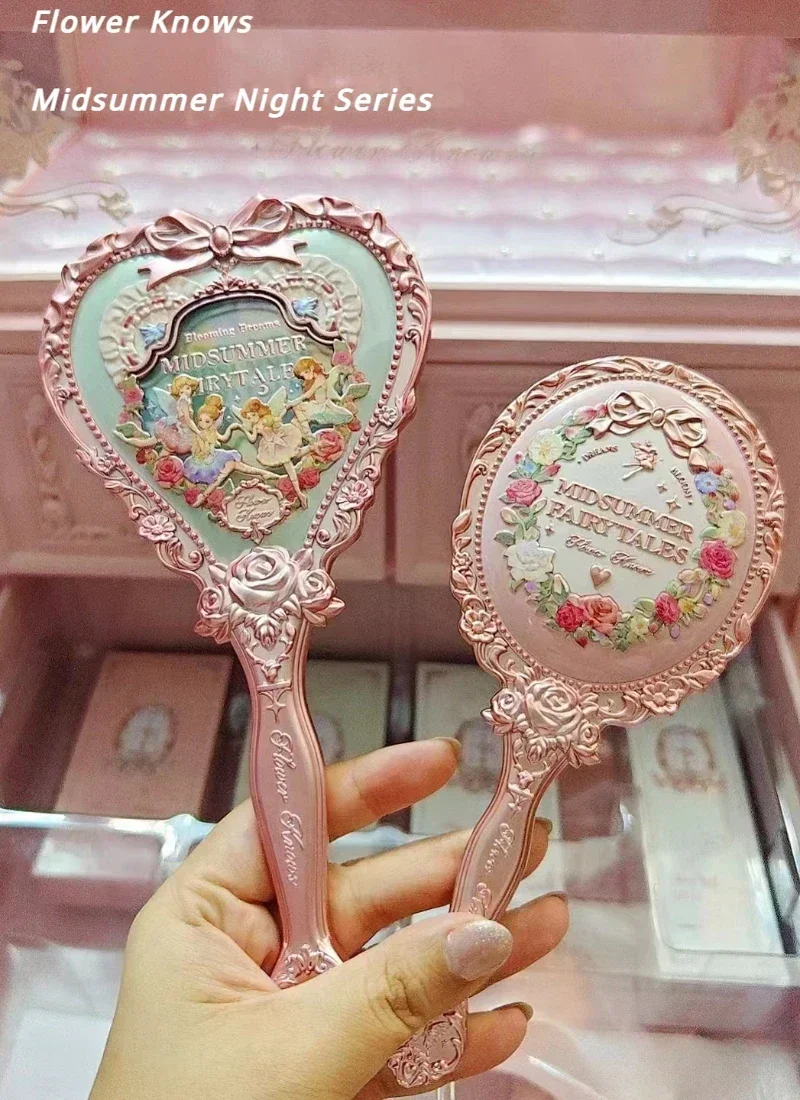 Flower Knows Midsummer Night Series Never\'s Shop Little Angel Love Shaped Handheld Makeup Mirror Air Cushion Comb