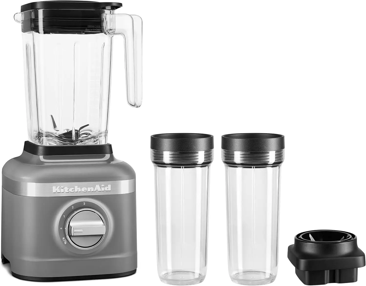 K150 3 Speed Ice Crushing Blender with 2 Personal Blender Jars - KSB1332Y - Matte Charcoal Grey, Dark Grey, 48 oz