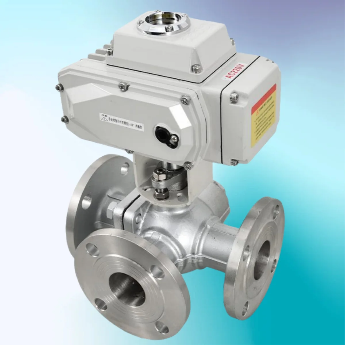 Stainless Steel 3-Way Ball Valve Flange Electric Actuator OEM Customizable Intelligent Water Valve For Water Control