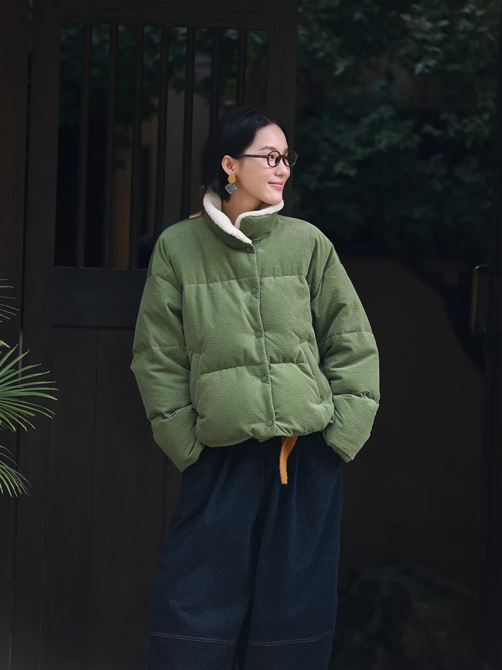 

Mallin Mixed Cotton Flannel Bubble Corduroy Patchwork Du down Vintage Sle Women's Padded Jaet Warm Long Sve Stand Co...