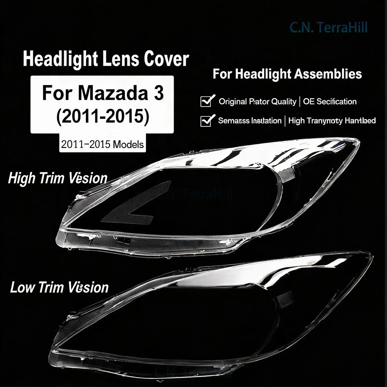 Headlight Lens Cover for Mazda 3 Astra Sedan 2011-2013 M3 Star Wing Front Lamp Shell Replacement