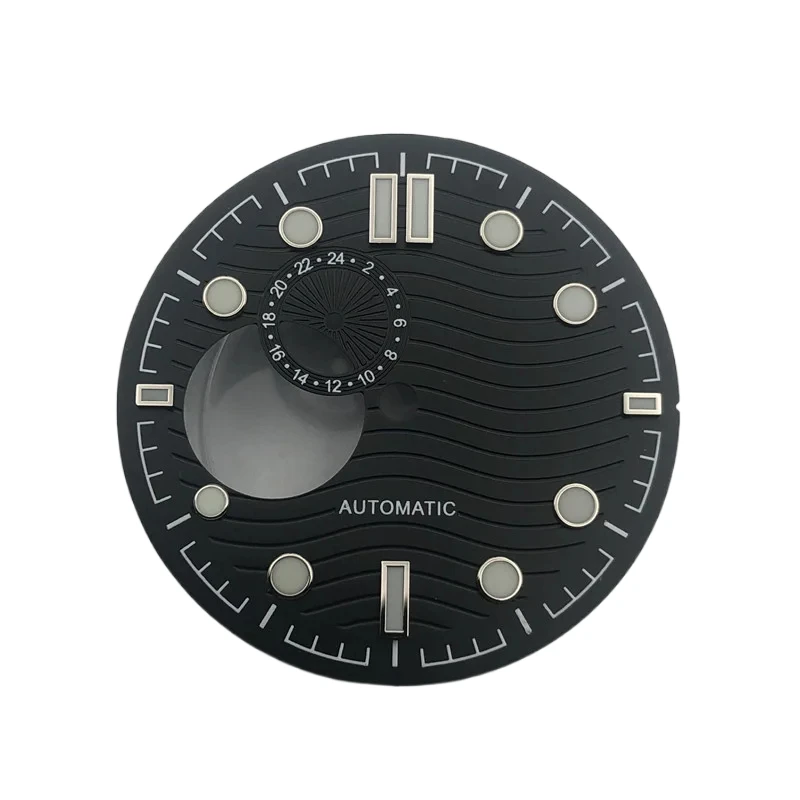 31 mm Blue /Black Water Ripple Glow Green Hollow Out Dial for NH39 Movement Watches Accessories