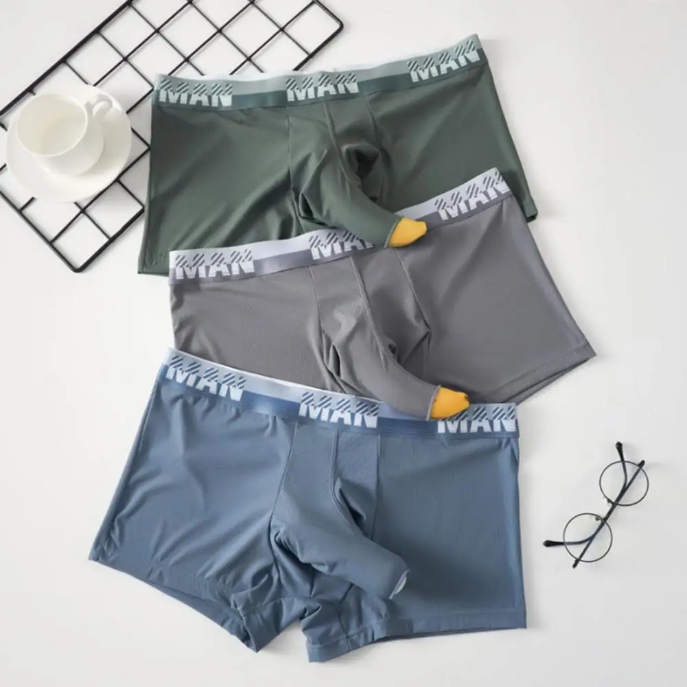 Wide Waistband Boxers Non-slip Boxer Briefs Men's Ice Silk Boxer Underwear Wide Waistband Non-slip Shorts Separate for Daily