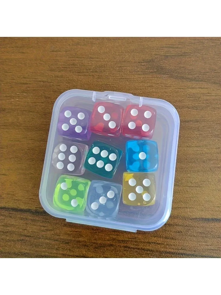 Jeu de dés de couleurs durables, couleurs assorties vibrantes, boîte de rangement transparente, parfait pour les jeux mathématiques, les amateurs de jeux, cadeau de fête pour adultes