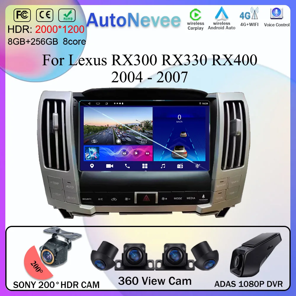 

7862 Android 13 для Lexus RX300 RX330 RX400 2004 - 2007 автомобильная система Carplay навигация GPS стерео автомобиль BT 2din DVD QLED экран