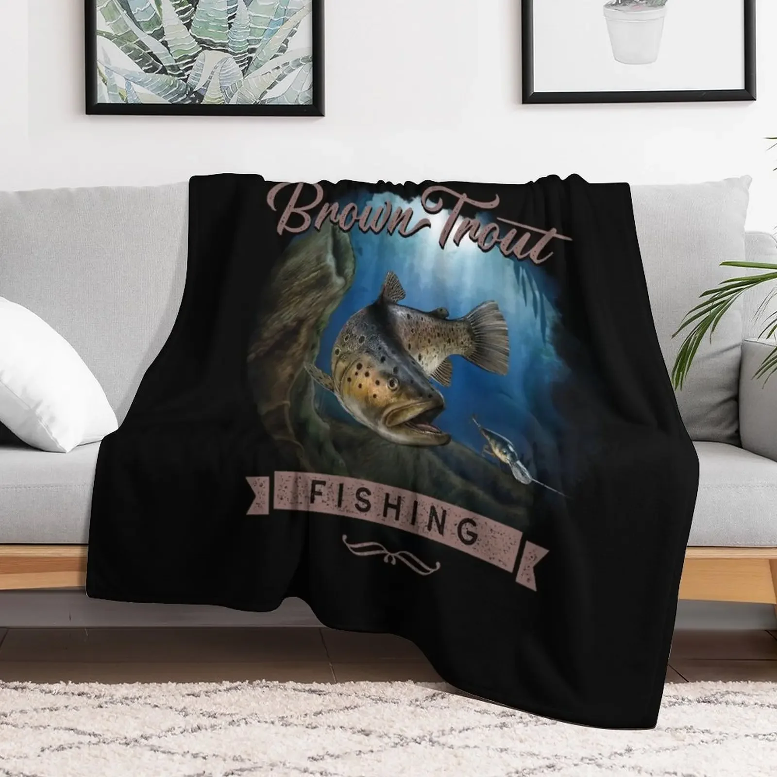 Brown Trout Fly Fishing Gift Throw Blanket Soft Cozy Blanket for Pet Kids Adults