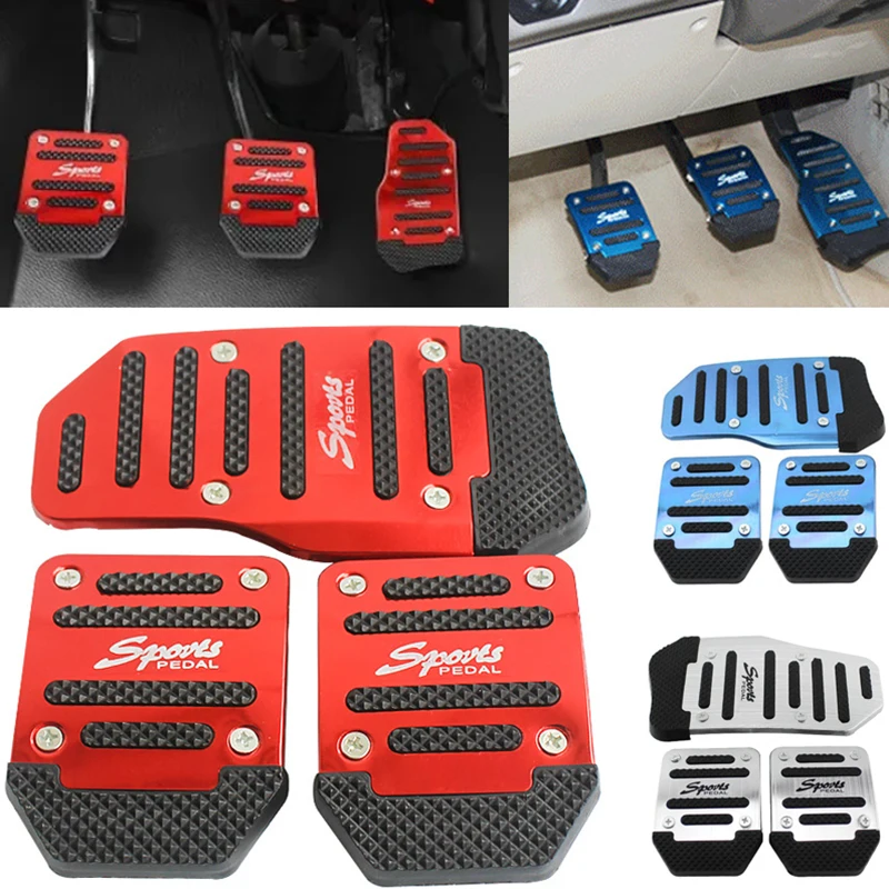 Aluminum Manual Transmission Car Foot Pedal Cover Set Alloy Anti Skid Brake Clutch Accelerator Foot Pedal Pad Car Accessories
