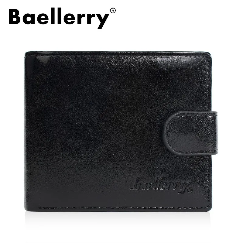 Baellerry Men's Zipper Genuine Leather Wallet Multi-Function Short Wallet Multi-slot Coin ID Credit Card Holder Wallet for Men