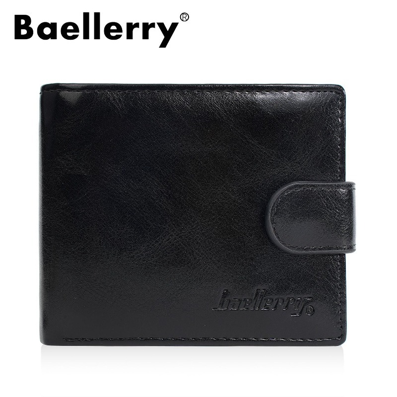  Baellerry Men's Zipper Genuine Leather Wallet Multi-Function Short Wallet Multi-slot Coin ID Credit Card Holder Wallet for Men 