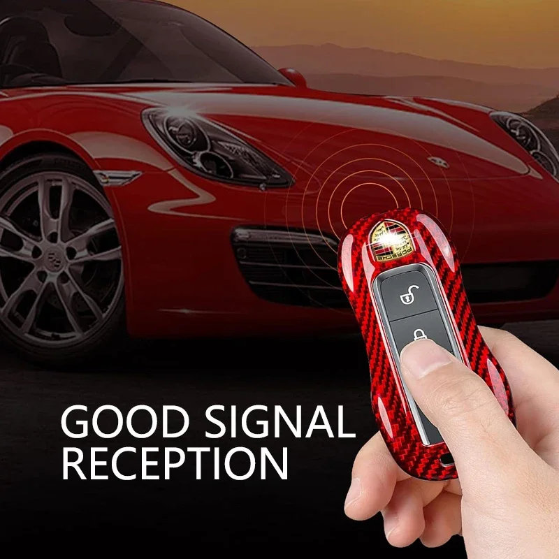 คาร์บอนไฟเบอร์ Key Fob สําหรับ 2018-2023 Porsche 911 Carrera Panamera Taycan Cayenne 918, Porsche Smart Key