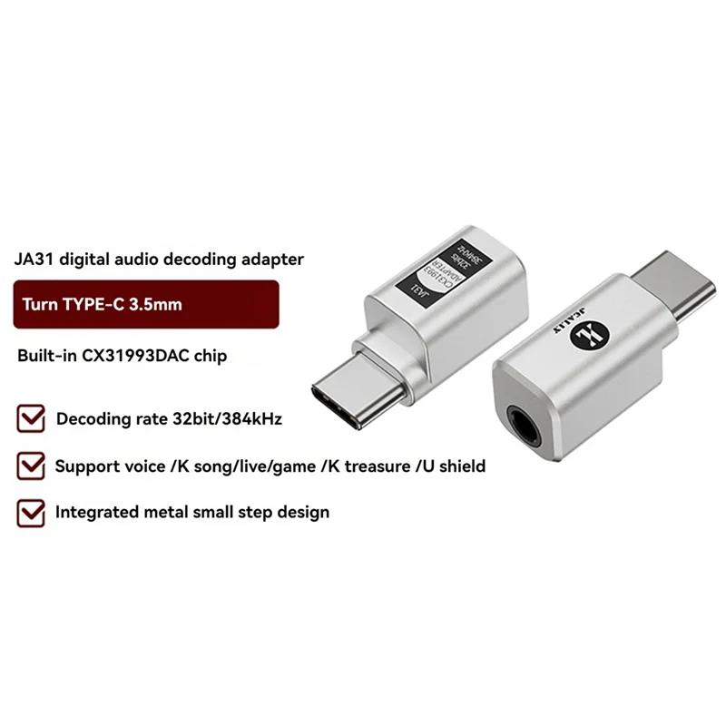 Excellent-JCALLY Type-C To 3.5Mm Headphone Digital Audio Encoding Adapter Mini Adapter For Android IOS Phone Calls,Live Broadcas