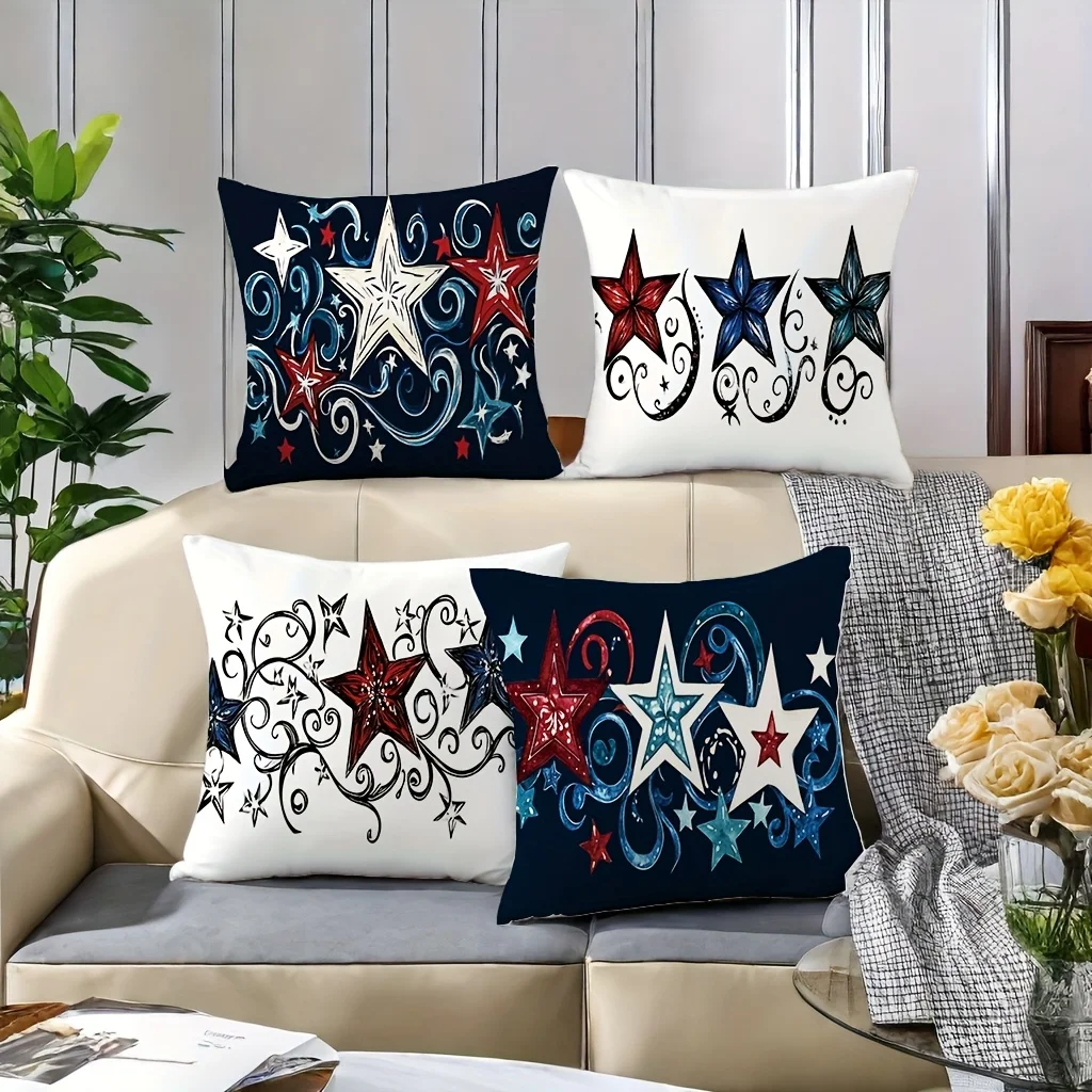 stars on the American flag Single-sided printing Short plush Suitable for living rooms bedrooms sofas (excluding pillow cores)