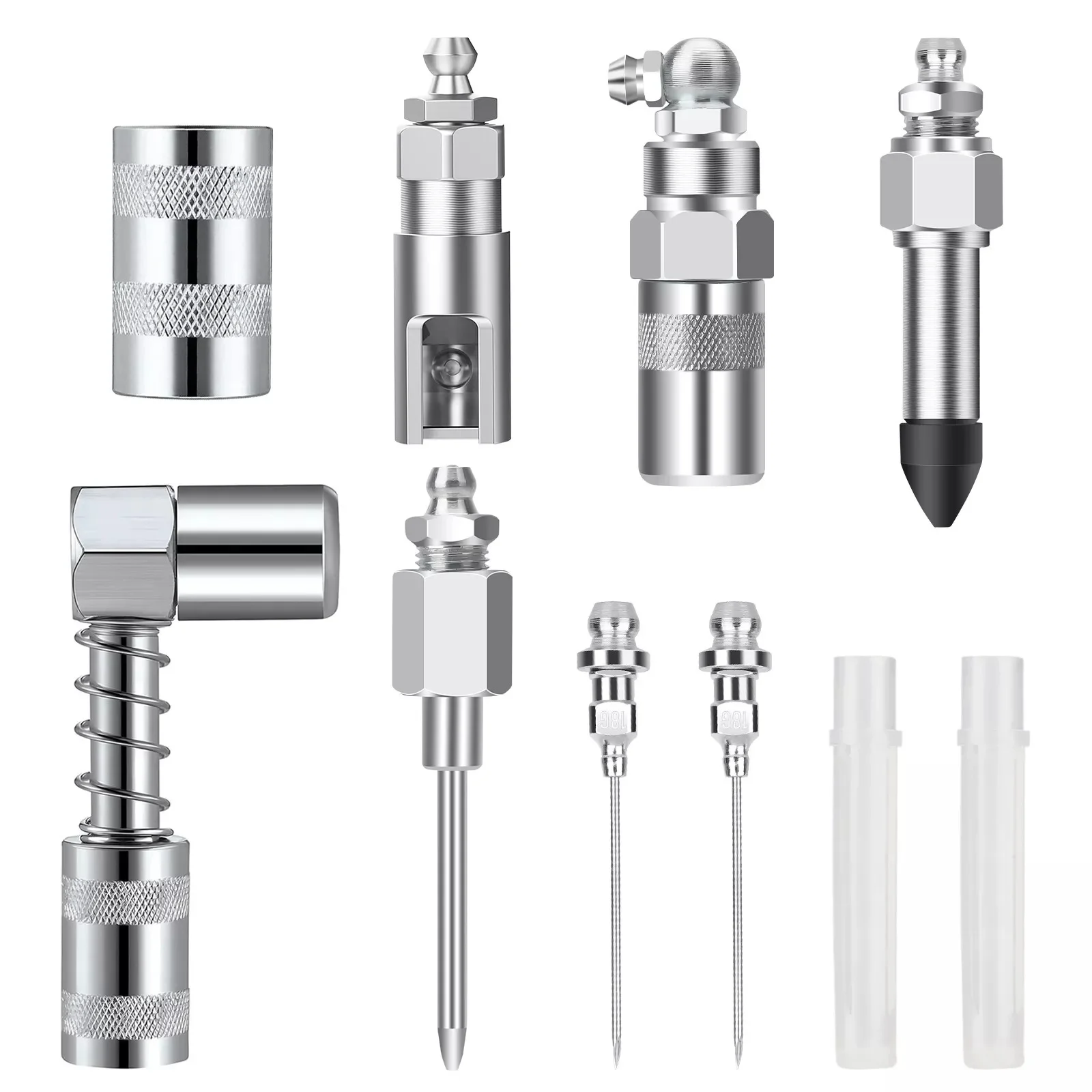 

8 шт./компл., смазочный пистолет, инжектор, игла-дозатор, насадка, адаптер для муфты на 90 градусов