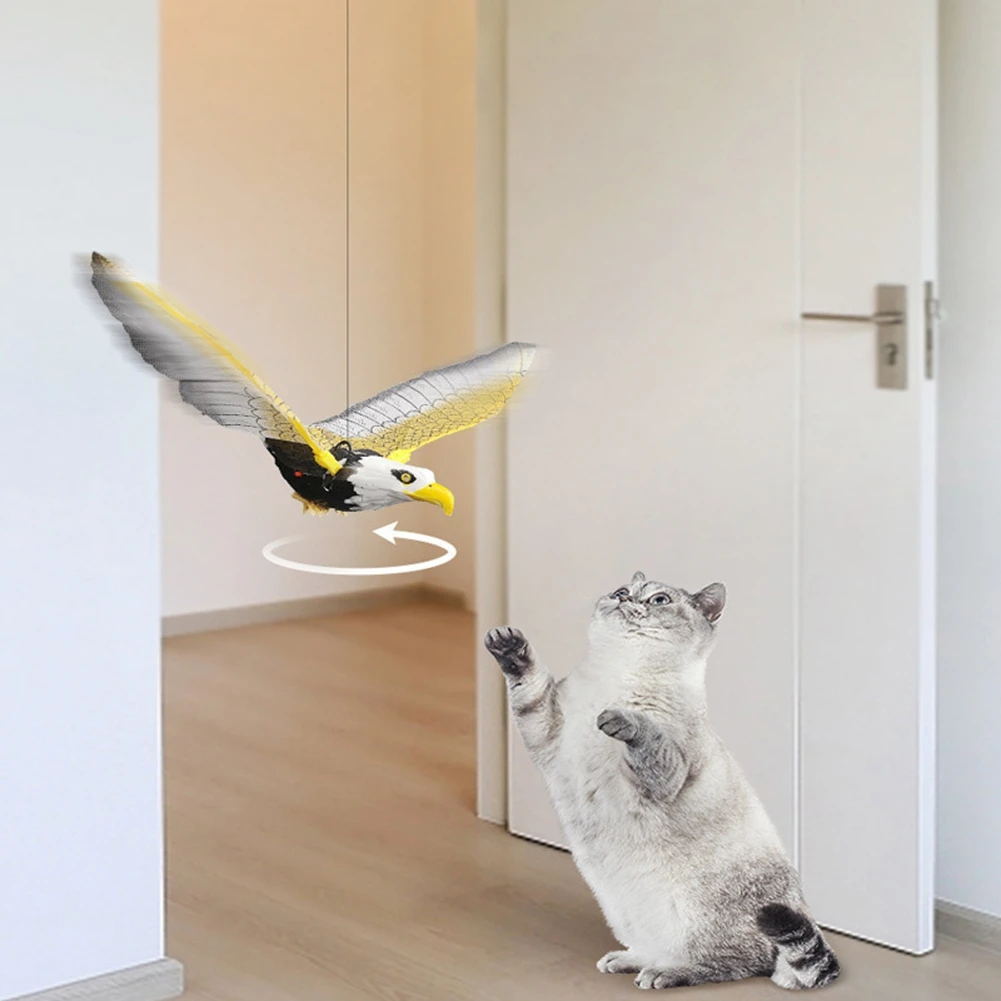 Simulation Bird Cat Toys Funny Hanging Eagle Bird Automatic Scratch Rope Cat Stick Teasering Interactive Toy Cat Supplies