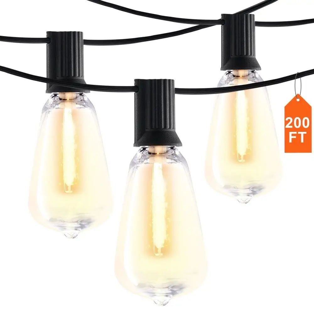 

200FT Waterproof Shatterproof LED Outdoor String Patio Lights ST38 Bulbs
