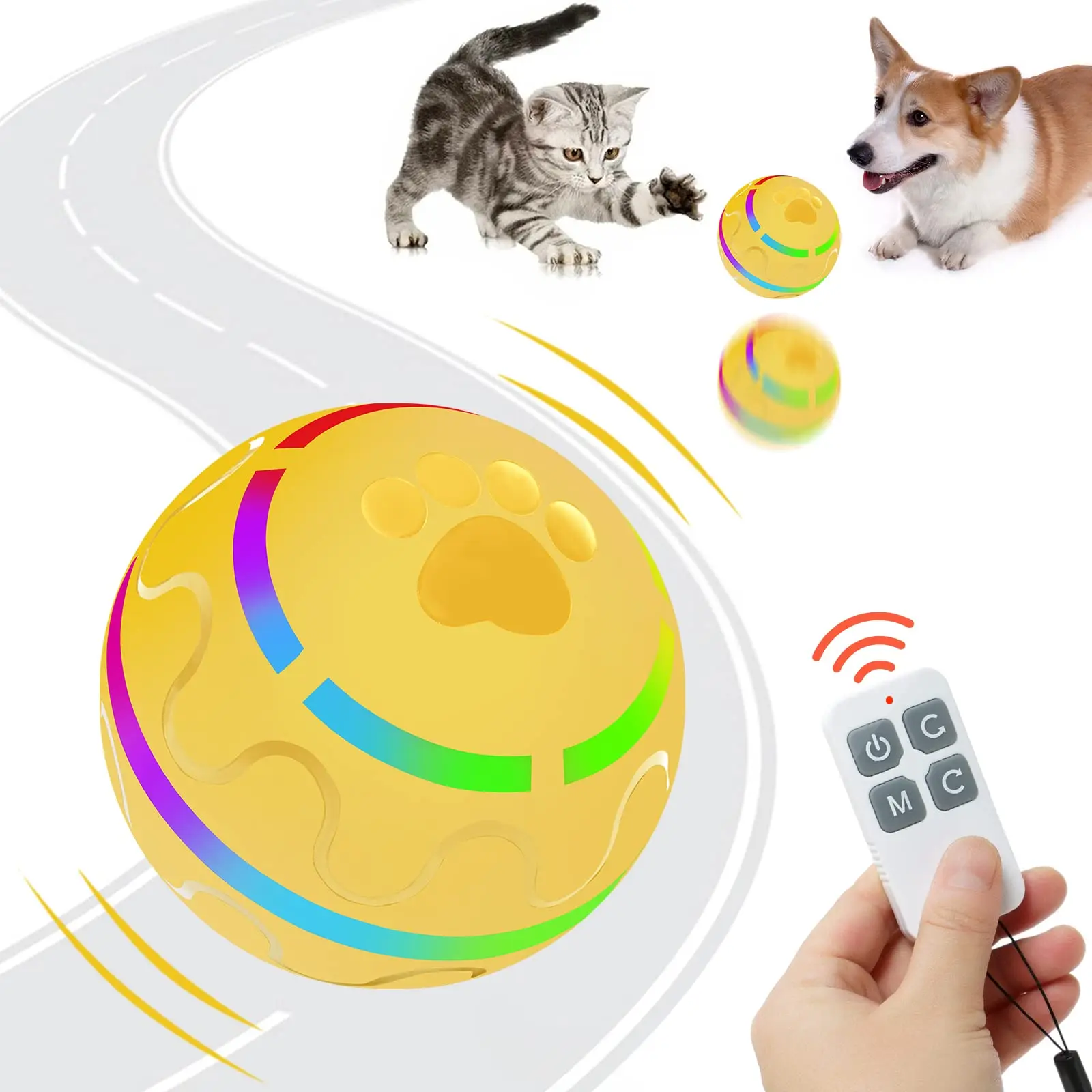 Interactive Dog Toys Wicked Ball with Led Flash Light Pet Cats Dogs Chew Toy Durable Automatic Rolling Ball with Remote Control