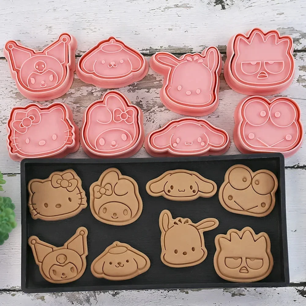 8pcs/set Kuromi Hello Kitty Melody Cinnamoroll 3D Cartoon Biscuit Mold Cookie Mold Press DIY Baking Accessories Cookie Cutter