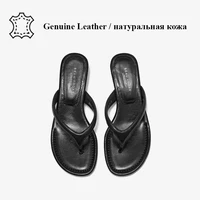 BEAUTODAY Casual Flip Flops Women Sheepskin Leather T-Strap Open Toe Solid Slippers Outdoors Ladies Elavated Retro Shoes 35139 - Image 3