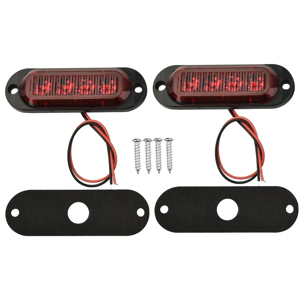 2 Stuks Vrachtwagenaanhangwagen Zijmarkeringsindicatoren Licht Auto Signaalopruiming Vrachtwagen Aanhanger Rv Led Licht Lamp Rood Waterdicht 12/24V