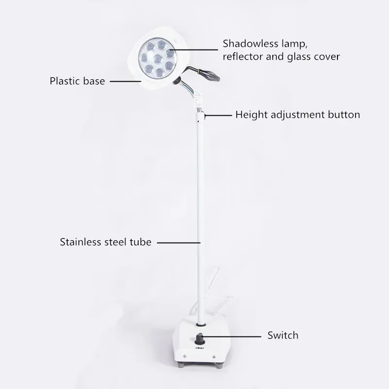 Shadowless Medical Lamp Operating Stand Type Hospital Medical Surgical Operation Mobile LED Examination Lamp Led