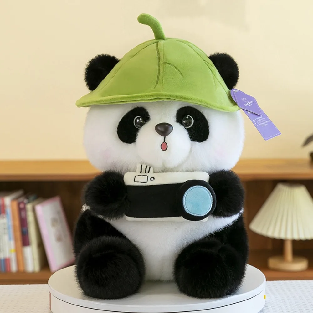 Animal Cuddly Panda Plush Toys Fluffy Kawaii Panda Holding Camera Doll Soft Lovely Panda Doll Children