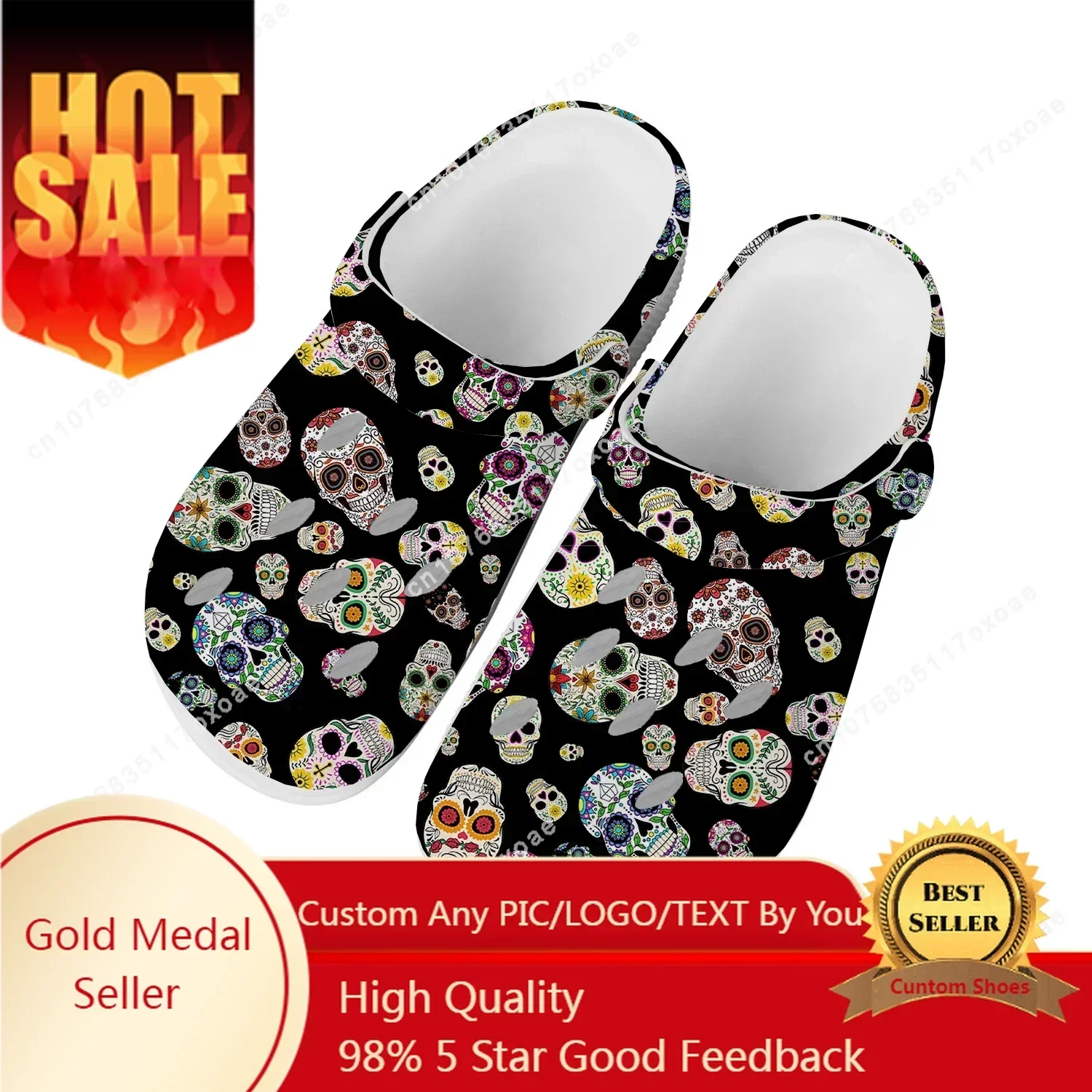 

Retro Sugar Skull Floral Printed Home Clog Mens Women Youth Boy Girl Sandals Shoes Garden Custom Made Shoe Beach Hole Slippers