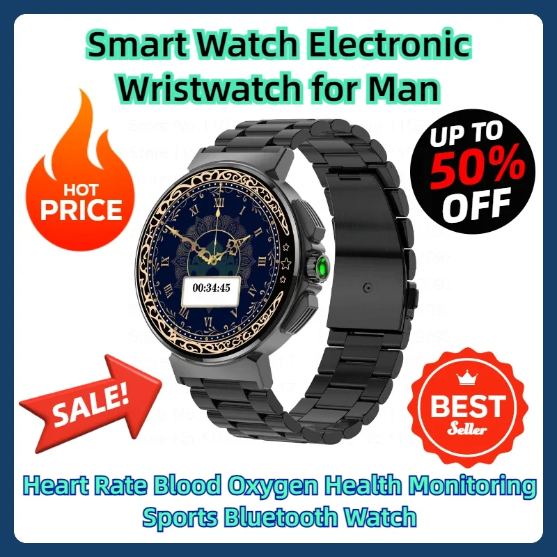 

Smart Watch Electronic Wristwatch for Man Heart Rate Blood Oxygen Health Monitoring Sports Bluetooth Watch