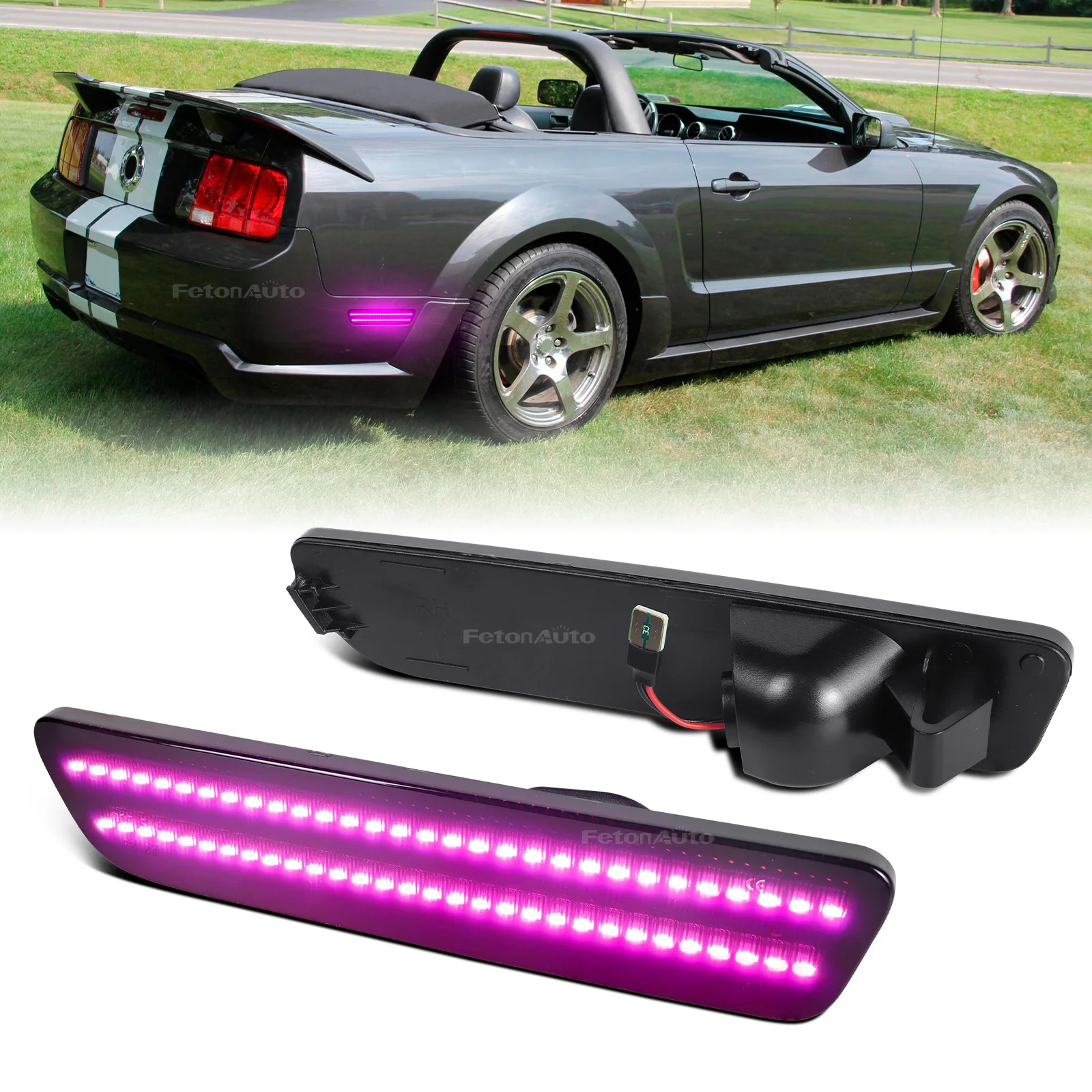 Blue Green Pink Purple Fender Lamp for Ford Mustang 2005-2009 LED Parking Lamp Rear Bumper Side Marker Lights Indicator