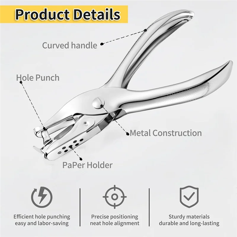 Gift Tags, Tickets& Scrapbook Compatible 2 PCS 1/4 Inch Single Hole Puncher, Durable 8-Sheet Capacity Paper Punch For Crafts