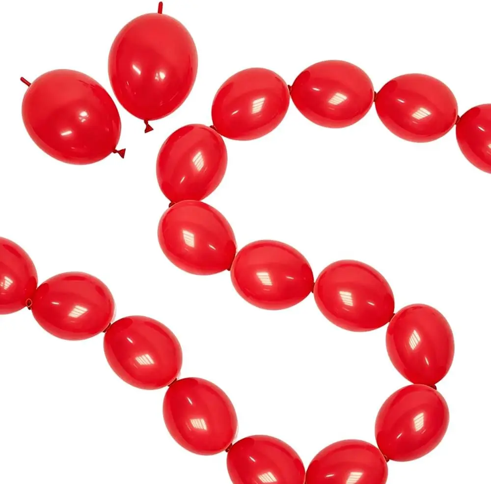 80 Pcs 10 Inch Red Linking Balloons Latex Quick Link Balloons