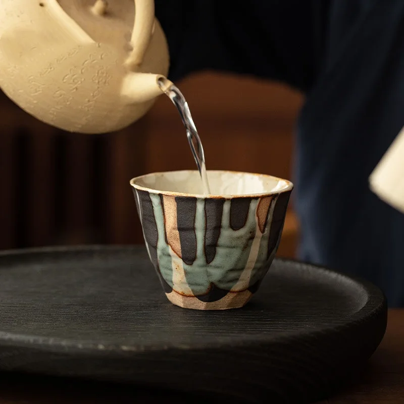 Retro thick-walled ceramic tea cup - Japanese handmade tea drinking cup with style - Owner's cup - Heat-resistant tea bowl
