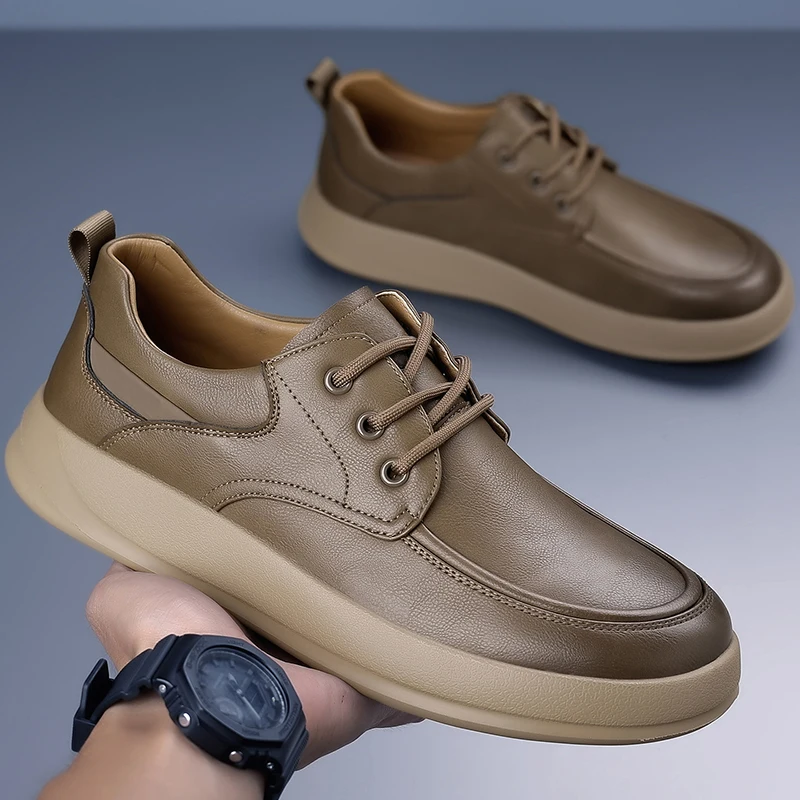 

Spring Fashion Brand Men's Comfortable Non Slip Board Shoes 2025 Outdoor Men's High-quality Leather Lace Up Casual Sports Shoes