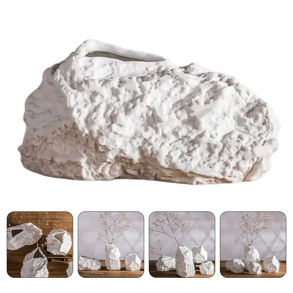 

1Pcs Creative Flower Vase Ceramic Imitation Stone Decor Home Office Floral Arranging Vase Gift Flower Arrangement Container