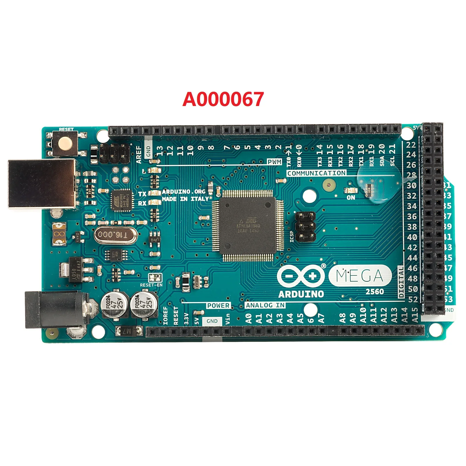 ARDUINO A000067 SBC, Arduino Mega Rev3, ATmega2560, 8bit, 8KB RAM, 256KB Flash, WiFi, 54 I/O pins