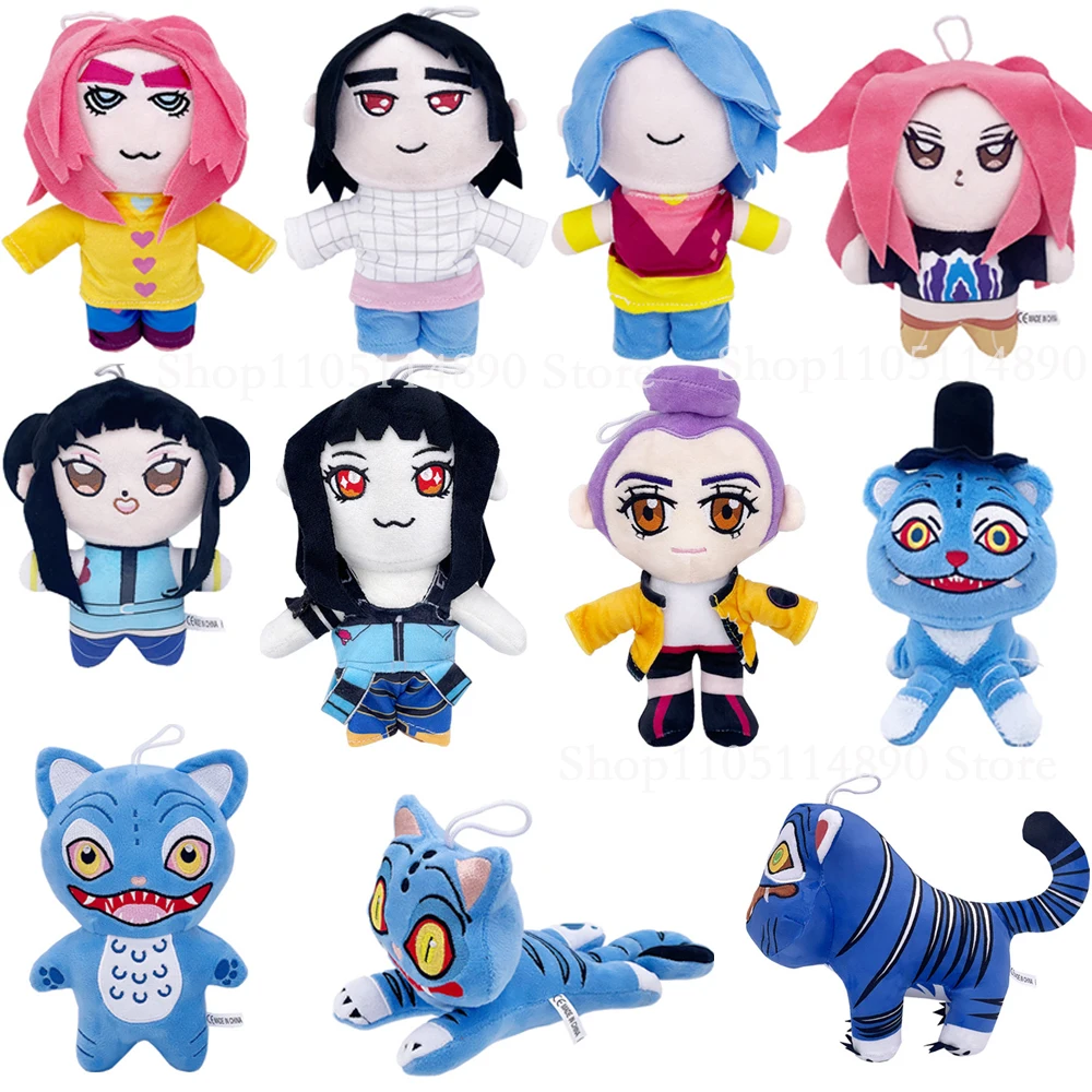 

@Hot Anime Kpop Demons Hunters Plush Cute Purple Tiger Black Hat Magpie With 3 Eyes Monster Hunt Girl Group Doll For Fans Gifts