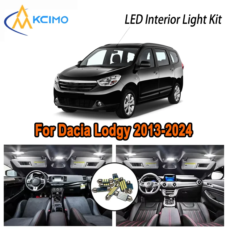 

Premium Bright LED Interior Light Kit for Dacia Lodgy 2013-2024 2019 2020 2021 Dome Map Trunk Car Lamps with Canbus No Error