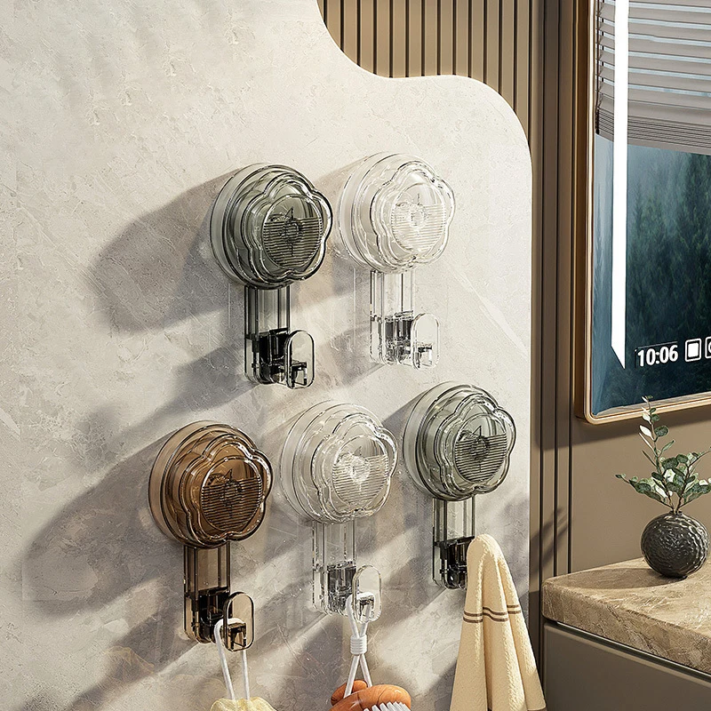 Moda flor forma poderosa ventosa ganchos vácuo reutilizável chuveiro ganchos pesados traceless roupas gancho