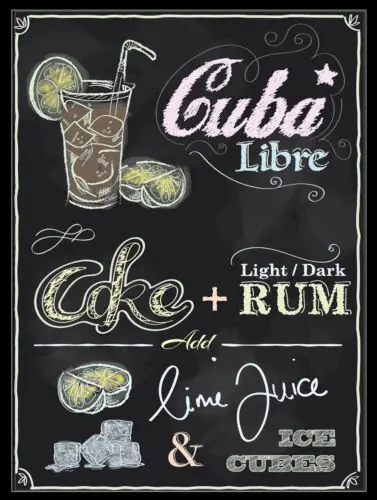 1b,Cuba Libre, металлический знак в винтажном стиле в стиле ретро/бутон/паб