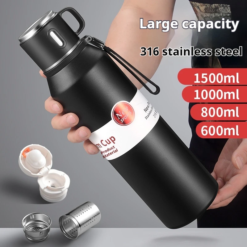 Large Capacity 800ml Coffee Thermos Keep Cold And Hot Thermos Bottle With Tea Filter Travel Stainless Steel Vacuum Flasks Cup