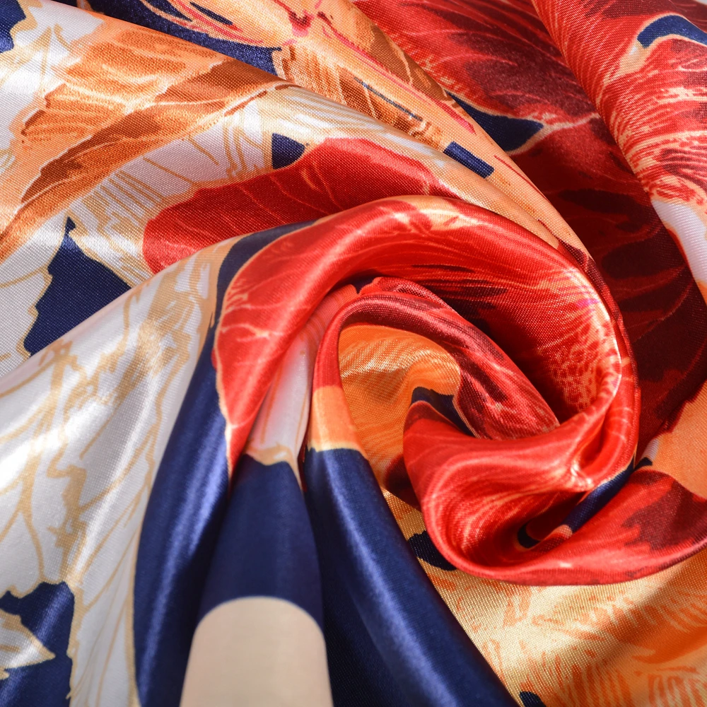 BYSIFA| Spring Red Blue Silk Scarf Cape Chinese Style Elegant Flower Design Square Scarves Shawls Fouldard Fall Winter Scarves