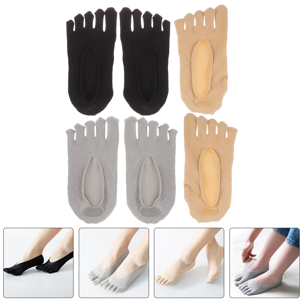 

3 Pairs Socks Toe for with Toes Separated Low Cut Invisible Separator Breathable