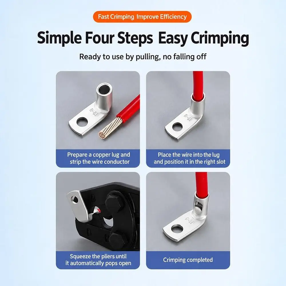 L Shape Right Angle Crimp Terminal 90 Degree Bend Tinned Copper Wire Connector Terminal Solid Red Copper M6 M8 M10 M12 Lug
