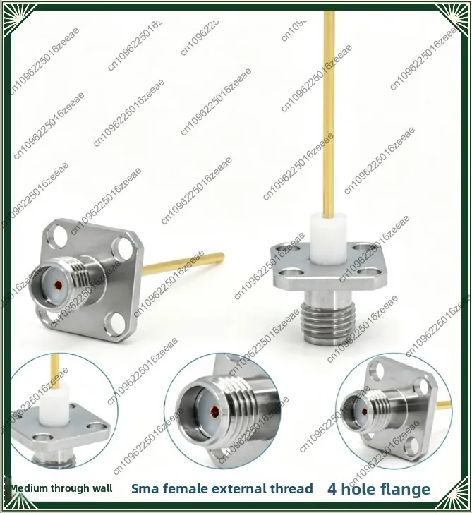 1pc sma through-wall connector coaxial test joint, four-hole flange mount, 27g