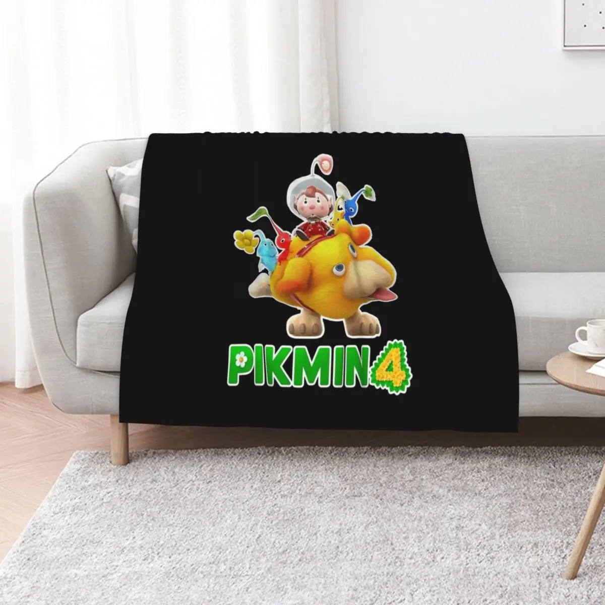 Pikmin, Pikmin 4, Rescue Pup Oatchi, Pikmin 2023, Balck Throw Blanket Bed manga Giant Sofa Sofa Throw Multi-Purpose Blankets