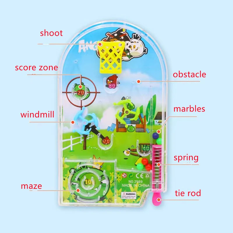 2Pcs 9.5x16CM Fun Handheld Pinball Game Toy Kids Birthday Party Favors Supplies Pinata Filler Bag Sport Theme Party Gifts 2022