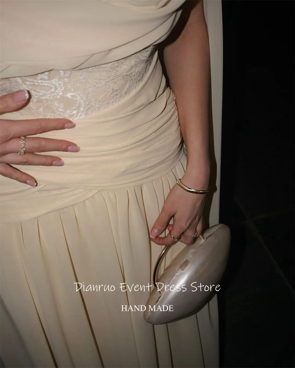 Dianruo สวยชีฟองสายชุดราตรีชายหาดจีบอย่างเป็นทางการ 2025 ผู้หญิงริบบิ้นลูกไม้ Robes De Soirée ที่กําหนดเอง